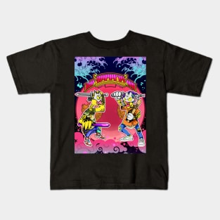 Super dope Slluks characters posing as gate guardian gods illustration Kids T-Shirt